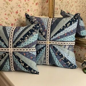 Patchwork Blue and White Pillow Cover Set